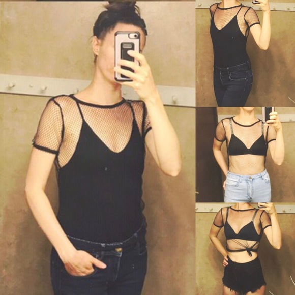 ✨HP✨ VS Fishnet Mesh Tee Shirt Top XS SMALL - Picture 7 of 9